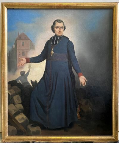 Portrait de monseigneur Affre sur la barricade après restauration