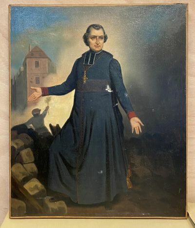 Portrait de monseigneur Affre sur la barricade avant restauration
